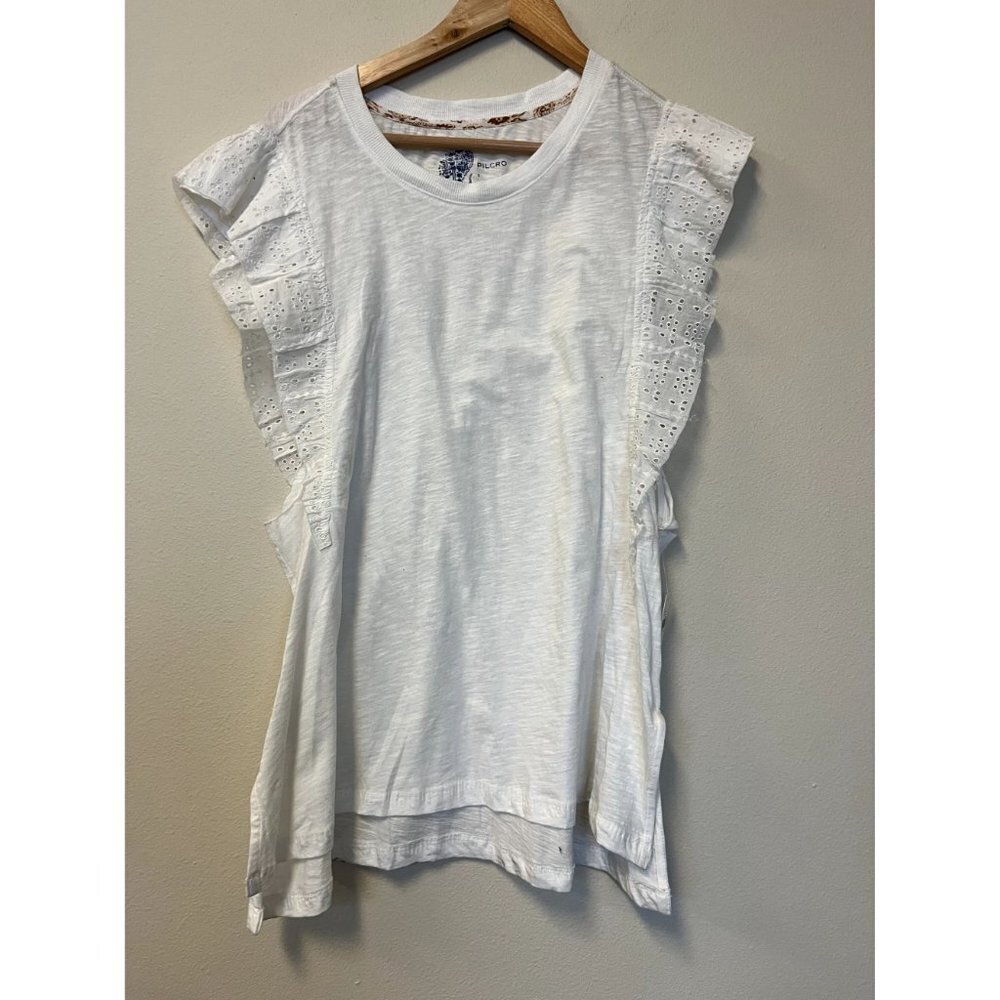 NWT Anthropologie Pilcro Ruffle-Sleeved Tunic White s - Picture 6 of 11